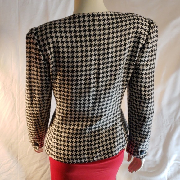 VTG EN AVANCE blazer jacket size 9/10 Houndstooth Black & White - Picture 4 of 5